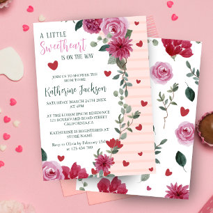 Invitation Un petit baby shower de coeurs valentin amoureux