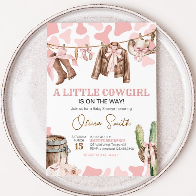 Invitation Un petit Baby shower de fille (A Little Cowgirl Rodeo Baby Shower Invitation)