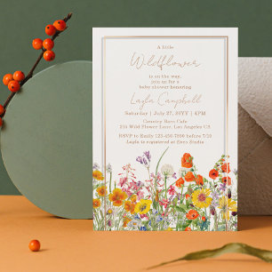 Invitation Un petit Baby shower de fille Boho Fleur sauvage
