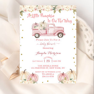 Invitation Un petit Baby shower de fille Citrouille