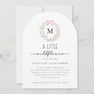 Invitation Un petit Baby shower de fille Fleur sauvage