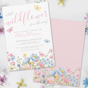 Invitation Un petit Baby shower de fille Fleur sauvage