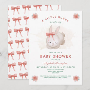 Invitation Un petit Baby shower de fille lapin