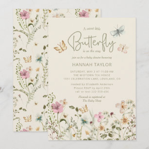 Invitation Un petit Baby shower de fille papillon