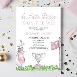 Invitation Un Petit Baby shower De Golf Rose Putter