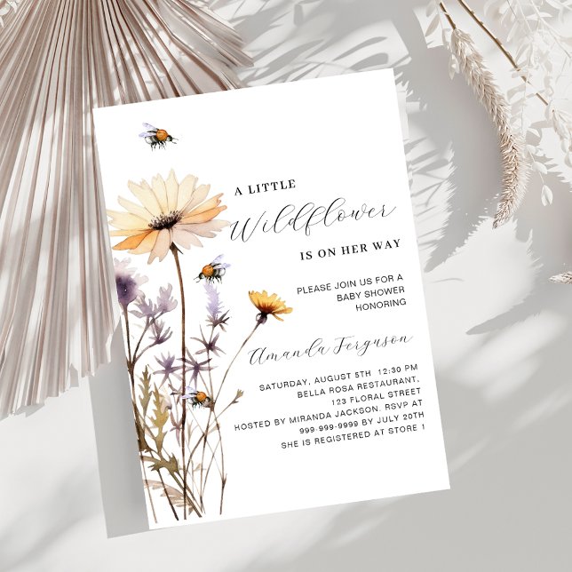 Invitation Un petit baby shower de luxe jaune fleur sauvage (Créateur téléchargé)