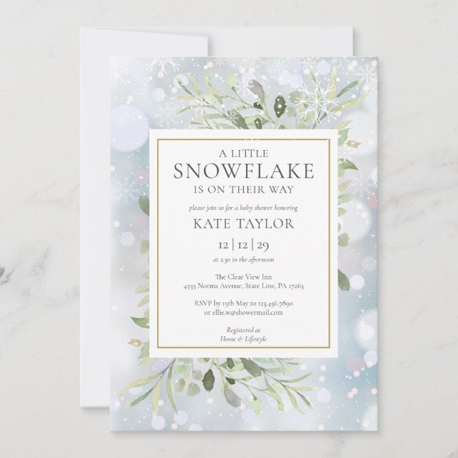 Invitation Un petit Baby shower de neige hivernal (Devant)