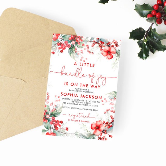 Invitation Un Petit Baby shower De Noël De Joie (Créateur téléchargé)