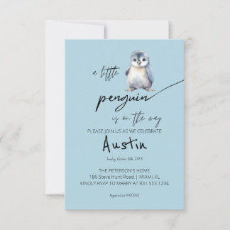 Invitation Un petit Baby shower de pingouin