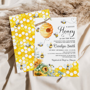 Invitation Un petit Baby shower de tournesol d'abeille de mie