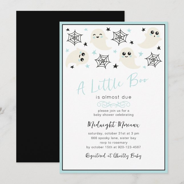 Invitation Un petit Baby shower d'Halloween Boo Boy (Devant / Derrière)