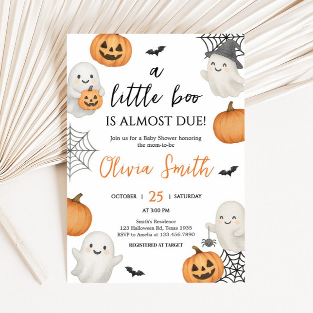 Invitation Un petit Baby shower d'Halloween Citrouille Boo (A Little Boo Pumpkin Spooky Halloween Baby Shower Invitation)