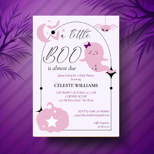 Invitation Un petit baby shower d'Halloween rose pastel