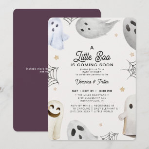 Invitation Un petit Baby shower d'Halloween violet de fille B