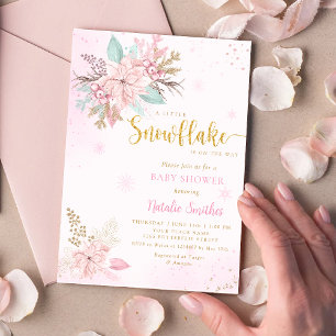 Invitation Un petit Baby shower d'hiver rose pâle