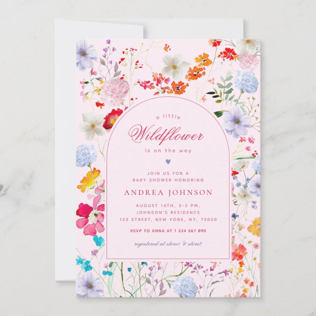 Invitation Un Petit Baby shower Fille De Fleurs Roses Fleurs  (Devant)