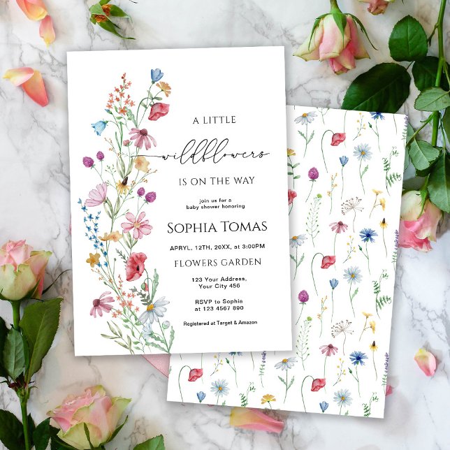 Invitation Un Petit Baby shower Fleur sauvage (Créateur téléchargé)