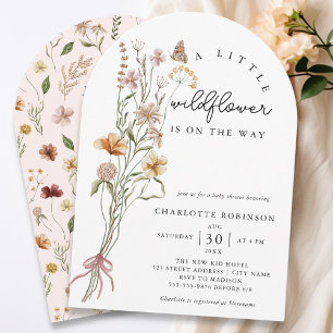 Invitation Un Petit Baby shower Fleur sauvage Boho Arch Girl
