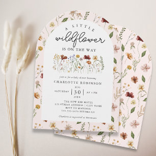 Invitation Un petit Baby shower Fleur sauvage de fille Boho A