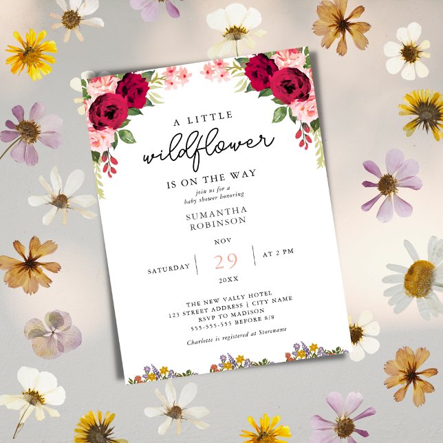 Invitation Un petit baby shower fleuri et élégant et fleur sa (Créateur téléchargé)