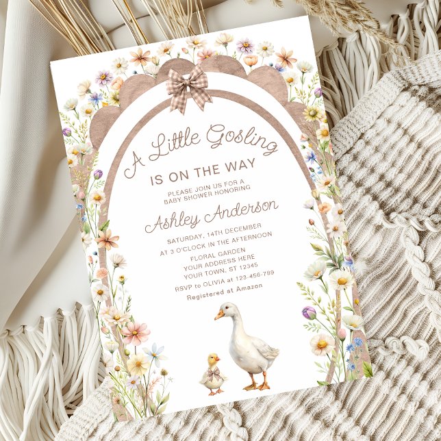 Invitation Un petit Baby shower Floral Neutre Gosling (Créateur téléchargé)