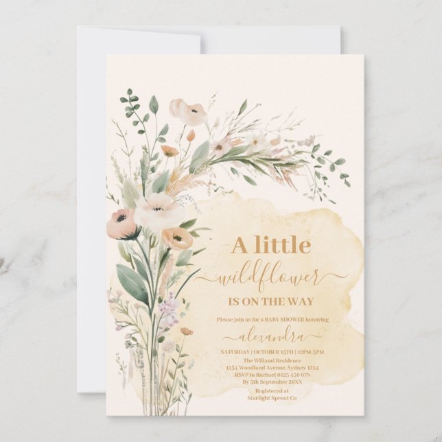 Invitation Un Petit Baby shower Naturel De Boho Fleur sauvage (Devant)
