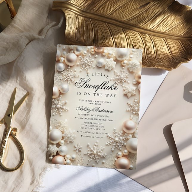 Invitation Un petit Baby shower neutre de flocon de neige (Créateur téléchargé)