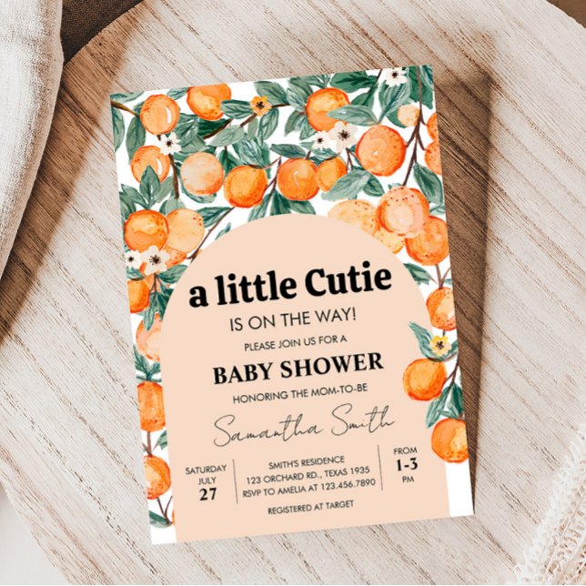 Invitation Un Petit Baby shower Orange Cutie (Gender Neutral Citrus Baby Shower Invitation)