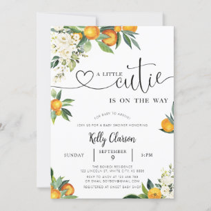 Invitation Un Petit Baby shower Orange Cutie