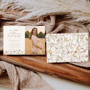 Invitation Un petit Baby shower photo Fleur sauvage