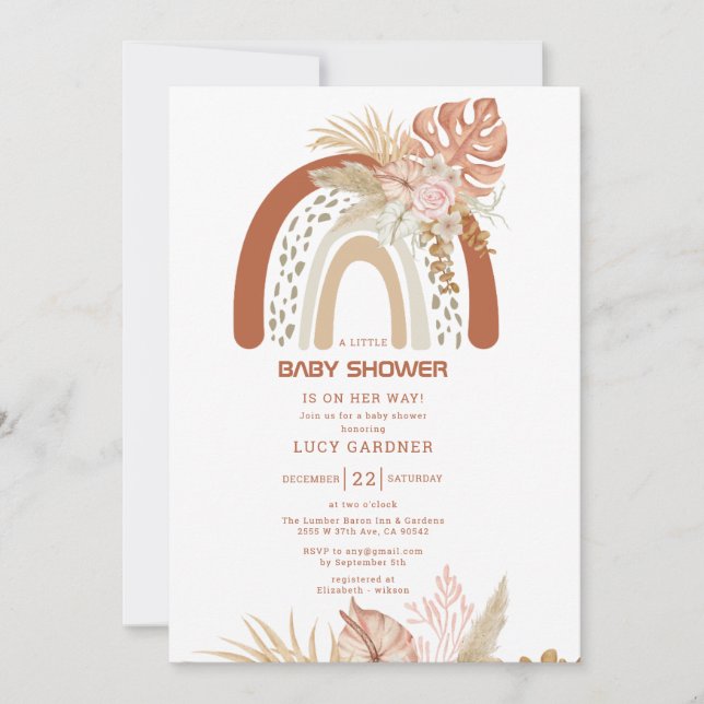 Invitation Un petit Baby shower Rainbow Girl (Devant)