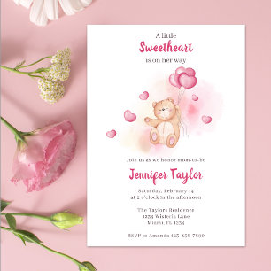 Invitation Un petit Baby shower rose d'ours mignon