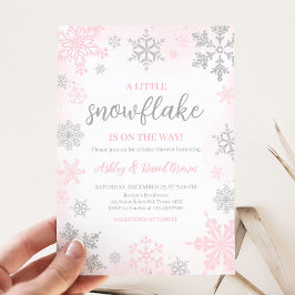 Invitation Un petit Baby shower rose Flocon de neige