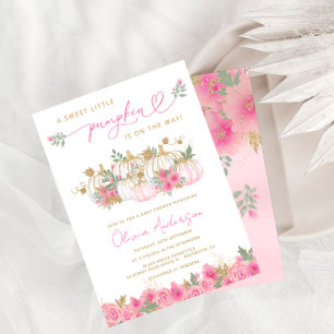 Invitation Un Petit Baby shower Rose-Noir Citrouille