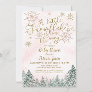 Invitation Un petit Baby shower rose Snowflake
