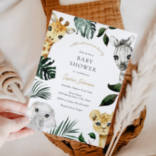 Invitation Un petit Baby shower sauvage d'animaux de la Jungl