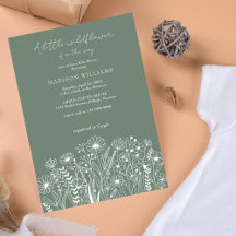 Un Petit Baby shower Vert Boho Sage Fleur sauvage