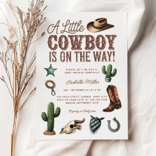 Invitation Un petit Baby shower Western Boy Cowboy