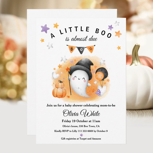 Invitation Un Petit Bois Est Presque À Cause Du Baby shower D (A Little Boo Is Almost Due Halloween Baby Shower Invitation)