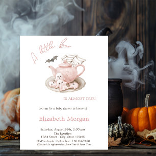 Invitation Un Petit Boo Cute Ghost Teapot Stripé Halloween