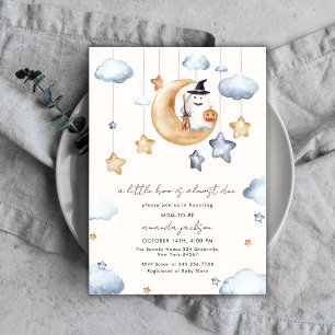 Invitation Un Petit Boo Est Presque Due Moon Stars Baby showe