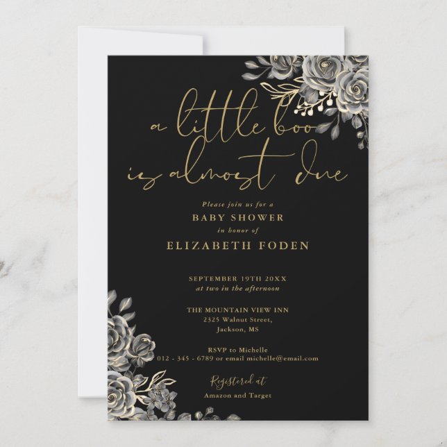 Invitation Un Petit Boo Floral Gothique Tout En Un Baby showe (Devant)