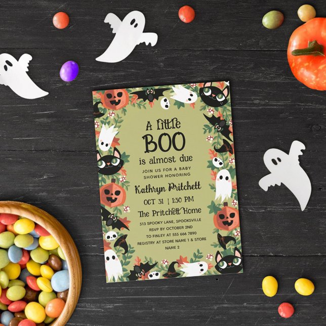 Invitation Un Petit Boo Halloween Frame Baby shower Olive (Créateur téléchargé)