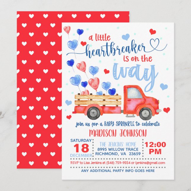 Invitation Un petit briseur de coeur est sur le chemin de l'a (Devant / Derrière)