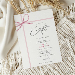 Invitation Un petit cadeau' Ruban à nœud Fille Baby Shower