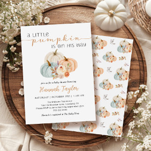 Invitation Un Petit Citrouille Automne Baby Boy Shower Invita