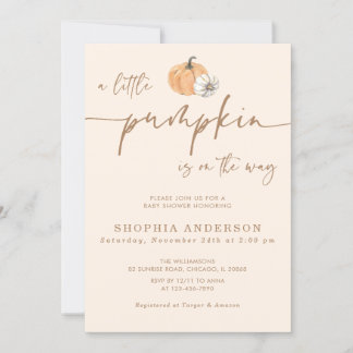 Invitation Un petit Citrouille Automne Baby shower neutre de 
