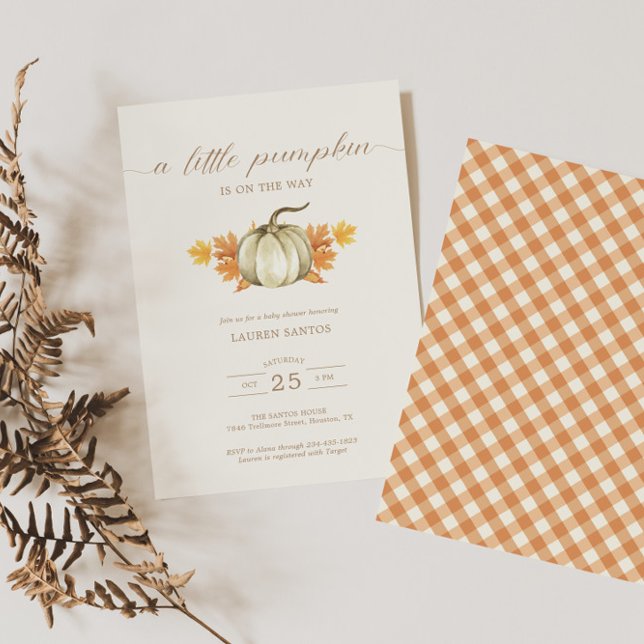 Invitation Un petit Citrouille - Baby shower d'automne d'auto (Available for print and instant digital download!)