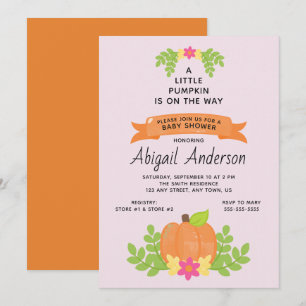 Invitation Un Petit Citrouille   Baby shower fille