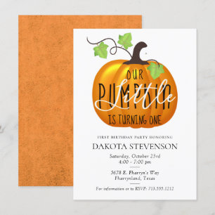 Invitation Un petit Citrouille devient un   Anniversaire